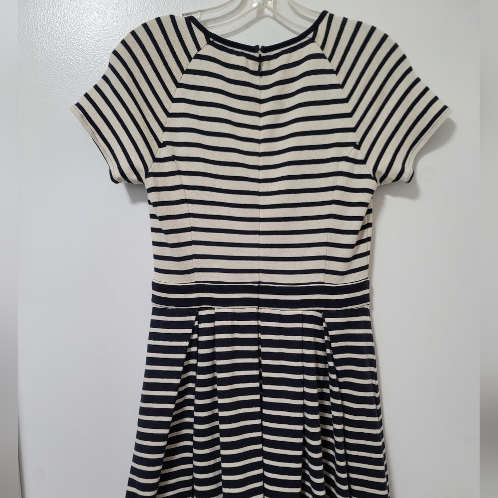 Tibi Blue White Striped Cotton Knit Skater Dress Short Sleeve Size XS - Picture 8 of 12